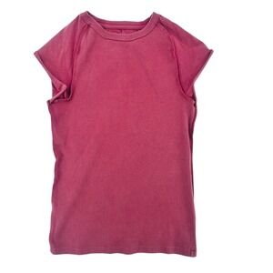 We The Free Pink Ribbed Cap Sleeve Top Raw Hem Size Large NWOT